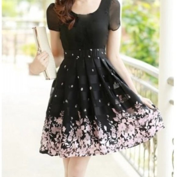 Macy's MAX EDITION Black and Pink Midi Dress - Picture 4 of 7